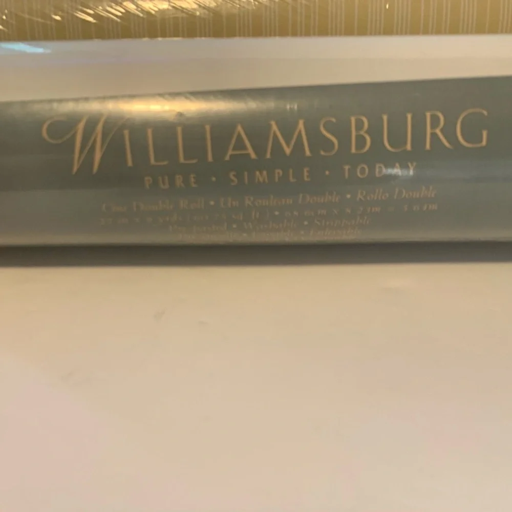 Williamsburg Striped Wall Paper TWO Double Rolls 27”x 9 yds/roll Yellow & White